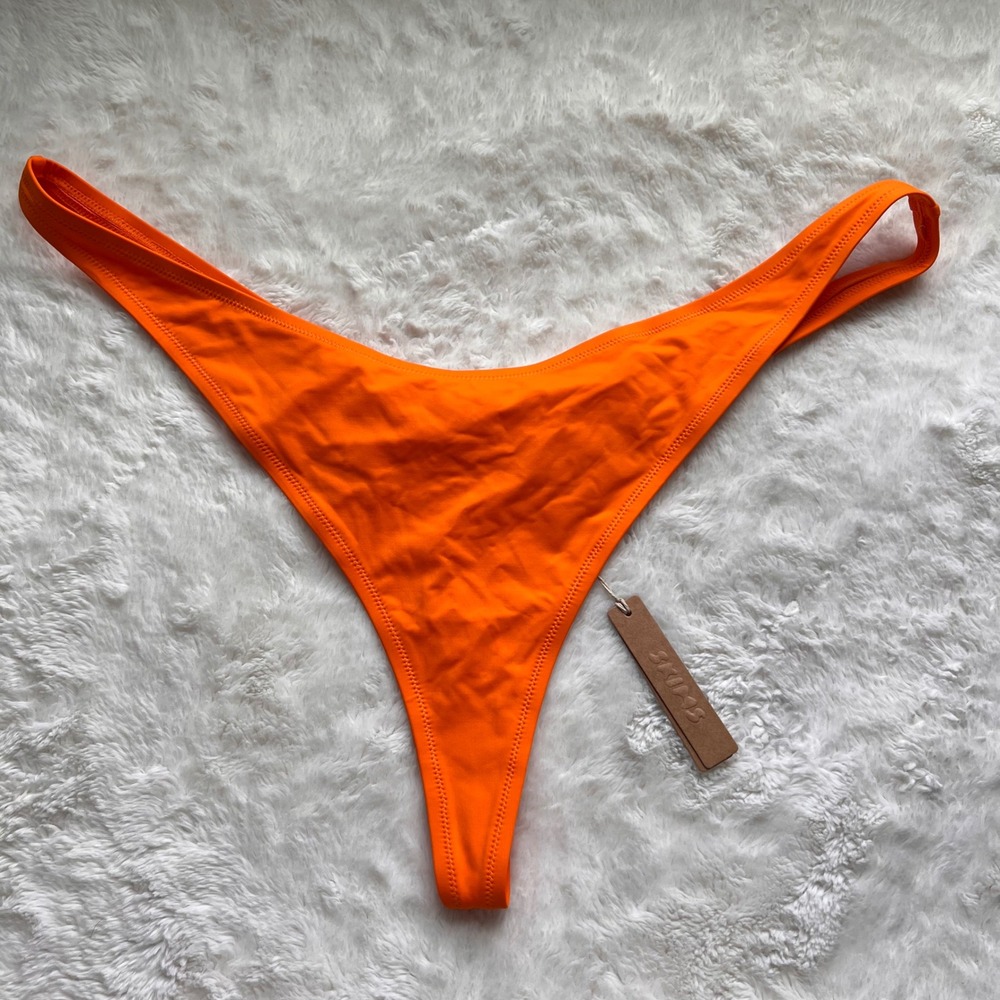SKIMS Recycled Swim Thong Orange High Cut Bikini Bottom SW-THG-0782 Size 4X NEW